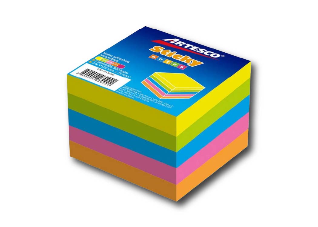 BLOCK DE NOTAS ADHESIVAS NEON 654 3"X3" 100H 5COL